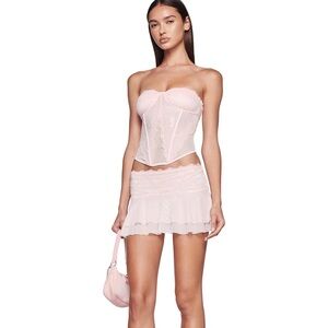 i.am.gia baby pink demie corset and mini skirt